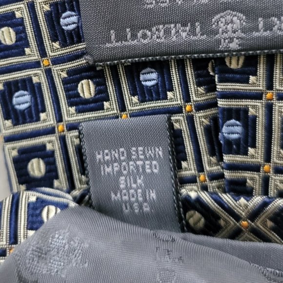 Robert Talbott Navy Geometric Print Silk Tie 58" x 4" - Picture 6 of 10